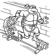 coloriage la tortue ninja fait du skate electrique